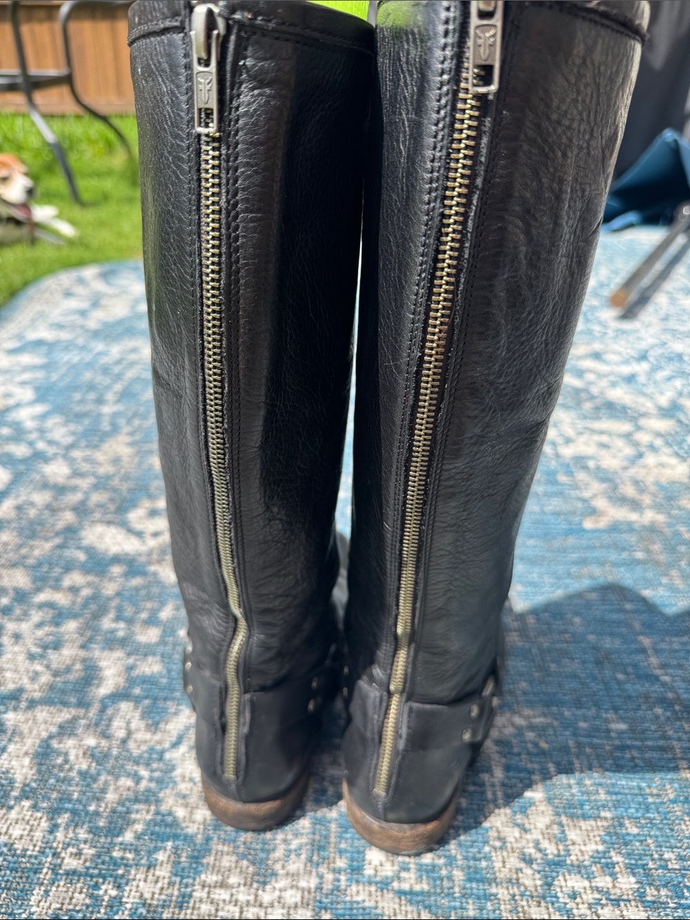 FRye Phillip Harness Classic Black Leather Riding Boots - Picture 4 of 9